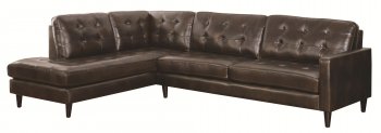 501225 Haskin Sectional Sofa Chocolate Leather Match by Coaster [CRSS-501225 Haskin]