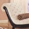 Beige Fabric Traditional Chaise Lounge w/Carved Wood Trim