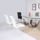 Alexis Dining Table 5Pc Set Clear Glass Top by Chintaly