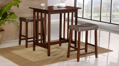 Cherry Finish Modern Elegant 3Pc Counter Height Dinette Set