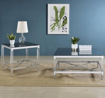 Lindley Coffee Table 3Pc Set 709728 in Glass & Chrome by Coaster [CRCT-709728 Lindley]