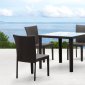 Dark Espresso Modern 5Pc Outdoor Dining Set w/Glass Top Table