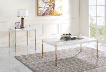 Otrac Coffee Table 3Pc Set LV00034 in White & Gold by Acme [AMCT-LV00034 Otrac]