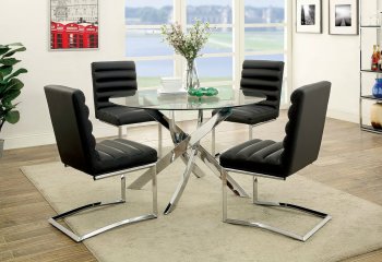 Yasmin Dinette Table CM3381T in Chrome w/Optional Black Chairs [FADS-CM3381T-Yasmin Black]