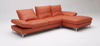 1307 Dahlia Sectional Sofa in Orange Leather by VIG [VGSS-1307 Dahlia Orange]