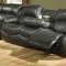 Transitional Black Bonded Leather Sectional w/Recliner Mechanism