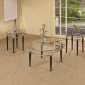 Clear Glass Top Modern 3Pc Coffee Table Set w/Brown Wooden Legs