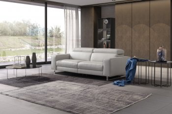 Augusto Power Reclining Sofa in White Leather by Whiteline [WLS-Augusto White]