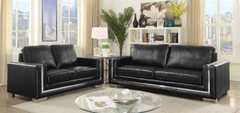 Perla Sofa CM6424BK in Black Breathable Leatherette w/Options [FAS-CM6424BK-Perla Black]