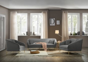 Hermosa Sofa 658 in Grey Velvet Fabric by Meridian w/Options [MRS-658 Hermosa Grey]