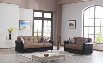 Avalon Sofa Bed in Brown Fabric by Casamode w/Options [CMSB-Avalon Prusa Brown]