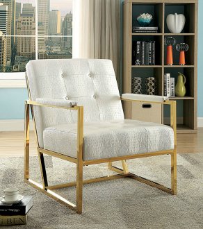 Sienna Accent Chair CM-AC6262GL-WH 2Pc Set in White & Gold