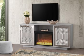 Yonit Electric Fireplace Media Console in Silver [SFMAFP-Yonit Silver]