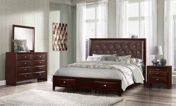 Salerno Bedroom Set 5Pc in Merlot by Global w/Options [GFBS-Salerno-Linda Merlot]