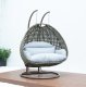 Wicker Hanging Double Egg Swing Chair ESCBG-57LGR by LeisureMod