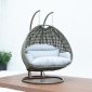 Wicker Hanging Double Egg Swing Chair ESCBG-57LGR by LeisureMod