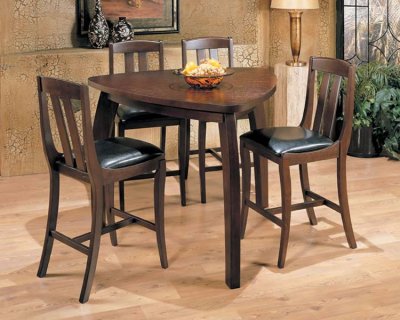 Triangle Shape Bar Height Dinette With Brown Matte Finish