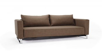 Cassius Olive Begum Fabric Sofa Bed w/Chromed Steel Legs [INSB-Cassius S.E.L Olive-502]