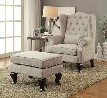 Willow Accent Chair CM-AC6271BG in Beige w/Optional Ottoman [FACC-CM-AC6271BG-Willow Beige]