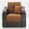 Brown Fabric & Black Vinyl Modern Sofa Bed w/Options