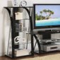 Black Tempered Glass Modern Tv Stand w/Optional Shelf Units