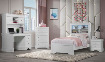 Pompei Kids Bedroom Set 4Pc Metallic White by Global w/Options [GFKB-Pompei-Metallic White]