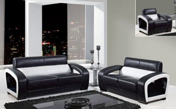 UA199 Sofa in Black & White Bonded Leather by Global Furniture [GFS-UA199]