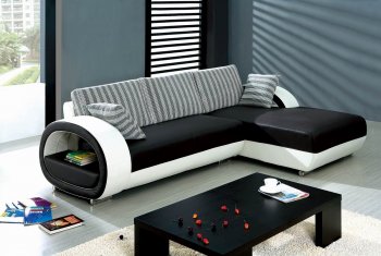 Black & White Leatherette Stylish Modern Sectional Sofa [GRSS-G-122]