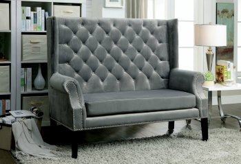 Shayla Loveseat Bench CM-BN6171GY in Gray Flannelette [FAS-CM-BN6171GY-Shayla]