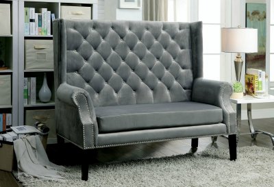 Shayla Loveseat Bench CM-BN6171GY in Gray Flannelette