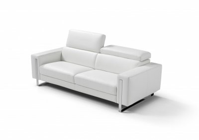 Adriano Sofa & Loveseat Set in White Leather by Whiteline