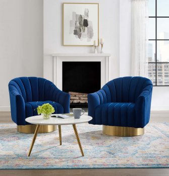 Buoyant Swivel Chair Set of 2 in Navy Velvet by Modway [MWAC-4430 Buoyant Navy]