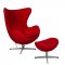 Egg Lounge Chair EG35RW in Red Wool by LeisureMod w/Options