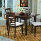 Rich Merlot Finish Casual 5Pc Dining Set w/Fabric Seat Chairs