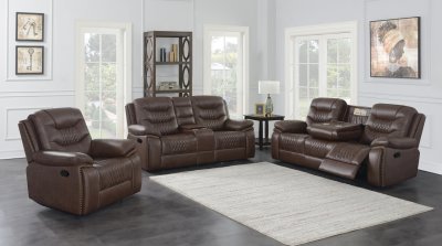 Flamenco Motion Sofa 610201 in Brown by Coaster w/Options