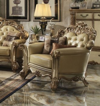 Vendome Chair 53002 in Bone Leatherette by Acme w/Options [AMAC-53002 Vendome]