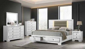 Elain Bedroom Set 5Pc BD02018Q in White by Acme w/Options [AMBS-BD02018Q Elain]