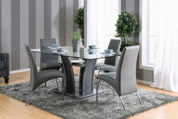 Glenview I CM8372GY 5PC Dinette Set in Gray & Chrome w/Options [FADS-CM8372GY-T-Glenview I]