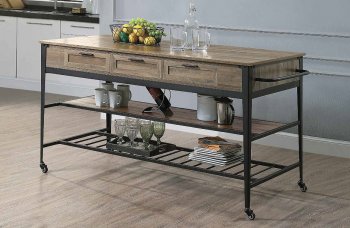 Macaria Kitchen Island AC00402 in Rustic Oak by Acme [AMKI-AC00402 Macaria]