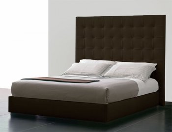 Brown Tufted Leatherette Ludlow Queen Bed w/Oversized Headboard [MLB-LUDLOW-BRN]