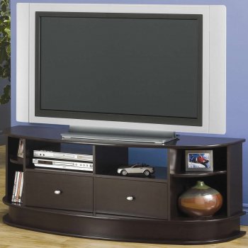 Cappuccino Finish Modern TV Stand w/Two Drawers & Shelves [CRTV-700604]