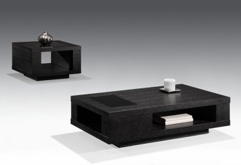 Dark Wenge Matte Finish Modern Coffee Table W/Glass Inlay [CVCT-Tempo]