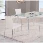 Glass Top & White Chairs Modern 5Pc Dining Set w/Metal Legs