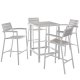 Maine 5 Piece Outdoor Patio Bar Set in White & Gray by Modway