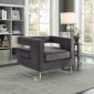 Carson 502 Accent Chair in Grey Velvet Fabric w/Acrylic Legs