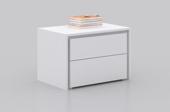 Zen Set of 2 Nightstands High Gloss White Lacquer by Casabianca [CBNS-Zen White]