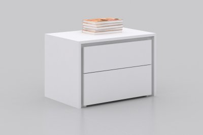 Zen Set of 2 Nightstands High Gloss White Lacquer by Casabianca