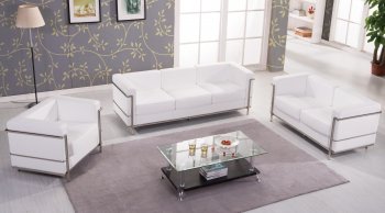 F02 Nube Sofa in White Leather by At Home USA w/Options [AHUS-F02 Nube White]