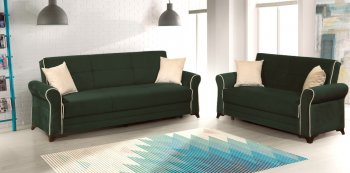 Irem Sofa Bed in Green Microfiber by Rain w/Optional Items [RNSB-Irem Green]