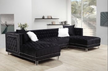 LCL-010 Sectional Sofa in Black Velvet [BDSS-LCL-010 Black]